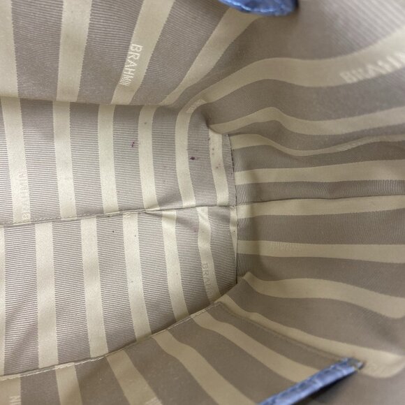 BRAHMIN Medium Arno Satchel Tote Leather Bag Lilac Periwinkle Silver - Picture 15 of 16